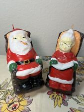 Vintage Mr. & Mrs. Santa Claus in Rocking Chair Candles Wax Mold Retro Christmas picture