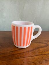 Vintage Hazel Atlas Orange Candy Stripe Milk Glass Cup Mug READ picture