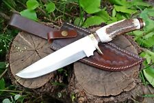 HUNTER CUSTOM SURVIVAL TACTICAL  BOWIE KNIFE STAG ANTLER HANDLE picture