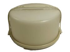 Vintage Tupperware Maxi Cake Carrier Almond White  1257 w/Lid/Handle picture