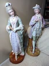 Finest Antique Vion Baury Bisque Porcelain Figurine Courtly Pair Lg 21