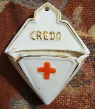 VTG HOLY WATER FONT CREDO RELIGIOUS CATHOLIC CHRISTIAN GERMANY BISQUE PORCELAIN  picture