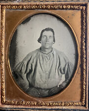 Antique Pre Civil War 1850s Man Work Shirt Possible Miner 1/6th Clear Ambrotype picture