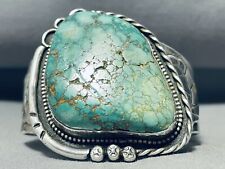 IMPORTANT BEST VINTAGE NAVAJO CARICO LAKE TURQUOISE STERLING SILVER BRACELET picture