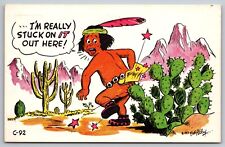 Bob Petley C-92 Cactus thorns in the butt Laff Card PostCard picture