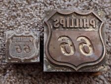 Rare Antique Phillips 66 Metal Stamp Printing Blocks Logo Phillips 66 Gas  picture