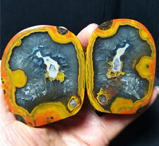 RARE 1 pair 307.7G Natural Warring States Red Agate Eyes Crystal Healing A2742 picture
