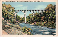 Vintage Postcard Cuyahoga River Gorge and High Level Bridge Akron, OH picture