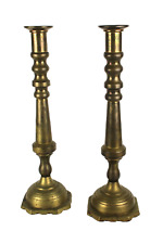 Pair Of Antique Brass Candleholders Candlesticks Large 18 3/4