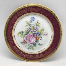 FAB Vintage Lazeyras Limoges France Handpainted Floral Plate Signed M.Yoss 7.5”D picture