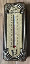 Vintage Farmers’ Almanac Thermometer Metal Rooster Brown/Gold Tin w Soaps picture