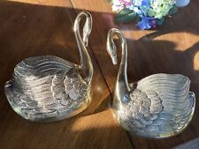 Pair of Brass Swan Wall Pockets picture