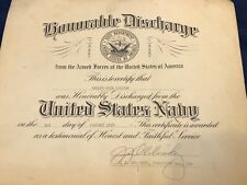 Vintage 1959 U.S. NAVY Honorable Discharge Certificate See pics picture