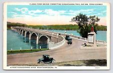 c1920s~Harrisburg Pennsylvania PA~Clarks Ferry Bridge~Susquehanna River~Postcard picture
