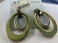 vintage estate CHUNKY ANN KLEIN DOUBLE HOOP CLIP ON EARRINGS picture