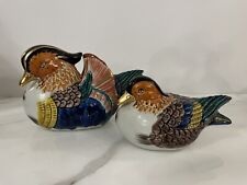 japanese kutani porcelain mandarin duck set of 2 Grand millennial Chinoiserie picture