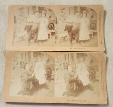 2 1892 B.W. Kilburn Stereoview Cards Sweet Simplicity Comedy Humor Funny picture