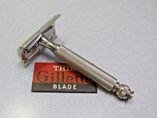 Vintage Gillette TECH DE Safety Razor w Blade D2 1958 NICE CLEAN picture