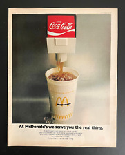 1972 Vintage Print Ad McDonald's & Coca Cola We Serve You The Real Thing picture