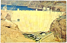 Hoover Dam from Nevada Side Arizona Old Cars Ariel View Chrome Postcard picture