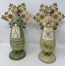 Two Angel Figurines Statues Lot May the Lord Bless You & Love Never Fails 2003 picture