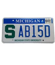 VTG November 2001 Michigan State University Spartans MSU License Tag Plate MI picture