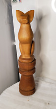 Wooden CAT on Pedestal 2 Pieces 16