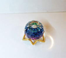 Round Crystal Ball Paperweight 40mm, Blue Tones w/Gold Stand picture
