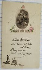 Postcard...Easter Greetings w/ Bunnies & Flowers (Early Divided Postmarked 1919) picture
