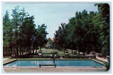 Vista From Administration Building Front Campus Pool Scene Columbus IN Postcard picture