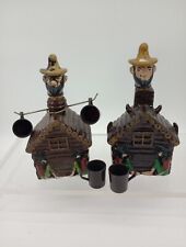 2 Vtg Log Cabin Hillbilly Moonshine WILD CAT JUICE Decanters 4 cups Empty  picture