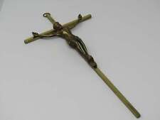 Metal Crucifix Solid Brass Vintage (from a closed nunnery)  9 3/4