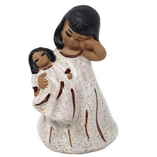 Vintage B Of Hawaii Ceramics Sleepy Little Girl With Doll Figurine 3