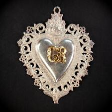 Solid Silver Votive Heart w Flame | Italian Ex-voto | mid 1900s Grace Received picture