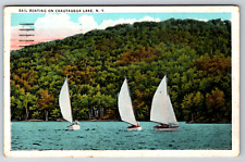 c1930s Boating Chautuqua Lake New York Sail Boats Vintage Postcard picture