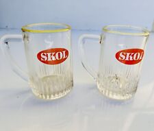 Vintage 1980s Skol Lager Glasses 1/2 Pint Beer Tankard Glass Rare Yellow Rim picture