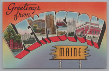 Postcard Large Letter Greetings From Lewiston Maine Unposted Linen picture