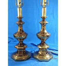 Stiffel xl  Mid Century Hollywood Regency Gold Solid Brass Table Lamp Set picture