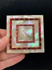 Iridescence  VTG Powder Compact Genuine Mother of Pearl Evans 1940s-50s picture
