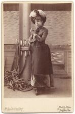 c. 1890 Fashionable Woman Ship Studio Prop Cabinet Card Photo ~ Cormany, Duluth picture