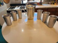 VINTAGE RETRO MID-CENTURY COLOR CRAFT ALUMINUM PITCHER WITH 6 MATCHING TUMBLERS picture