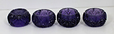 Set of 4 Antique Pressed Glass Open Salts Dips, DEEP PURPLE-AMETHYST picture
