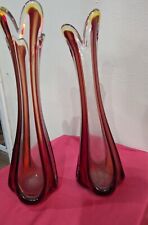 Vintage Glass Red 70 Retro Vases picture