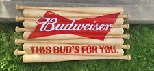 Budweiser Beer Baseball Bats Sign Sport Bar GameRoom Man Cave Anheuser Busch  picture