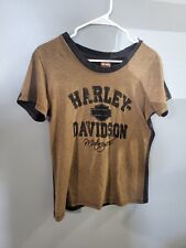 Vtg Womens Harley Davidsone T-shirt Size L Made In USA Brown And Black picture