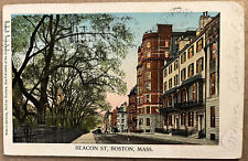 Postcard Boston Beacon Street View Copper Windows Massachusetts Litho Post 1907 picture