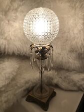 Vintage Glass Globe Chandelier Brass Table Lamp. Stunning Beautiful.Tested Works picture