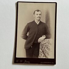 Antique Cabinet Card Photograph Handsome Dapper Young Man Mustache Allentown PA picture