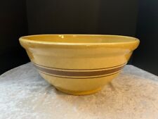 Antique Primitive Yellow Ware Brown Banded Mixing Bowl Large Size 15