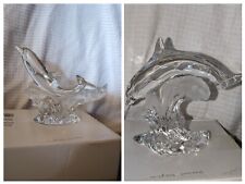 2 Lenox 1995 German Leadcrystal  Dolphins Jumping from Frosted Waves picture